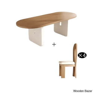 Audie 4 Seater Solid Wood Double Pedestal Dining Set