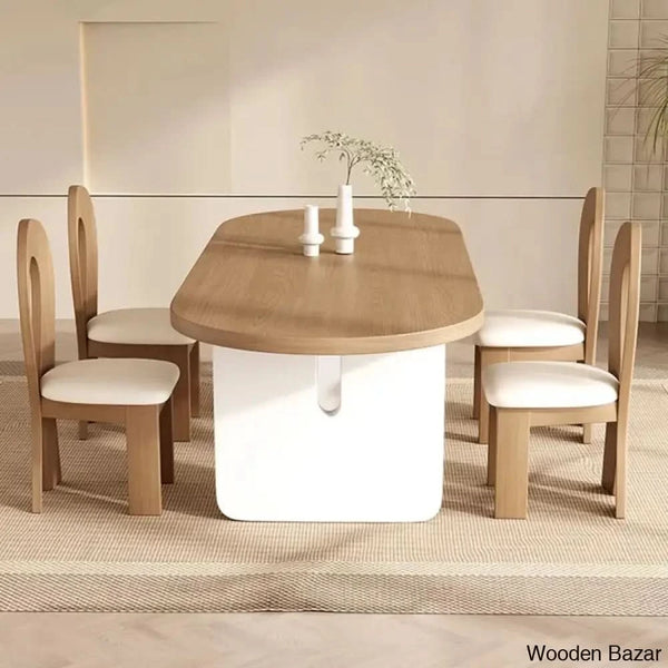 Audie 4 Seater Solid Wood Double Pedestal Dining Set