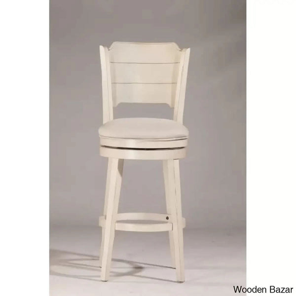 Authemento Swivel Upholstered Counter And Bar Stool With Solid Wood Frame