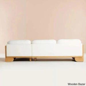 Autumn Mica Solid Teak Wood Sectional Sofa Set With Upholstery