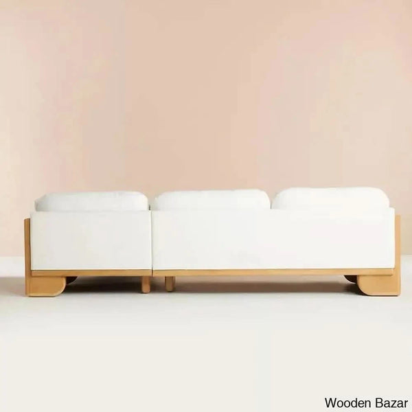 Autumn Mica Solid Teak Wood Sectional Sofa Set With Upholstery