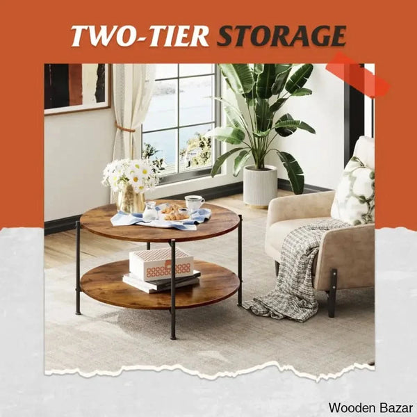 Aydenin Vintage 33’’ Round Coffee And Center Table Storage