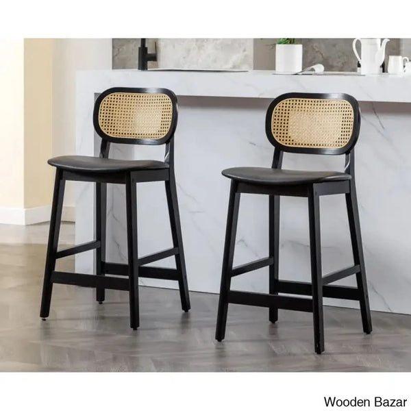 Azaraho Swivel Solid Wood 25.5’’ Counter And Bar Stool (Set Of 2)
