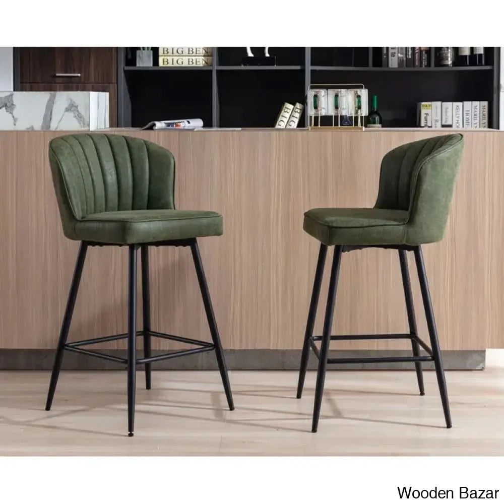 Azarrias Swivel 25.5’’ Counter And Bar Stool (Set Of 2) Green