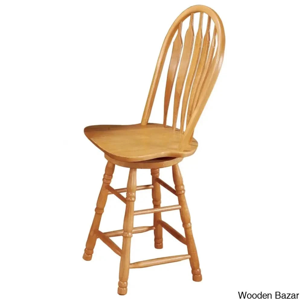 Azizia Swivel Solid Wood 24’’ Counter And Bar Stool