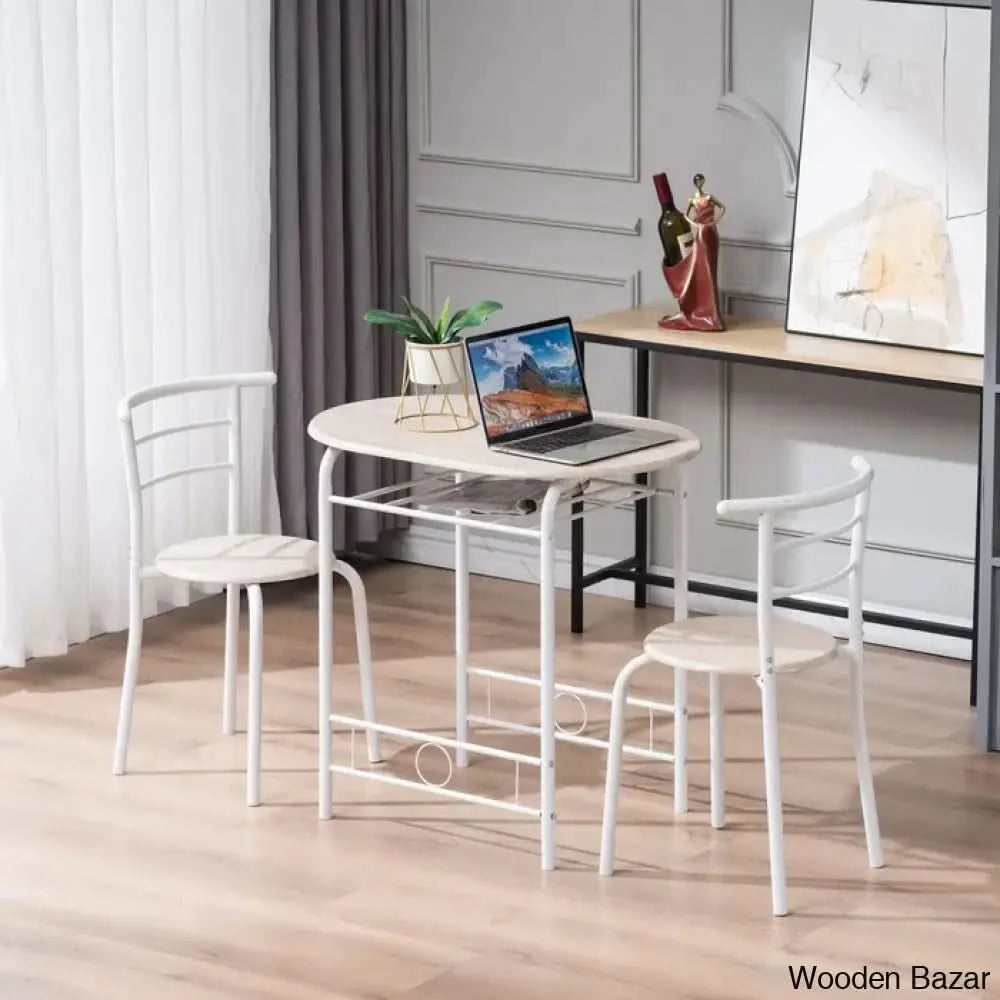 Balder Stylish 2 Seater Dining Table Set - Wooden Bazar Beige
