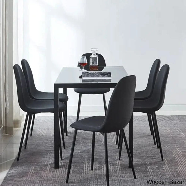 Ballentine 4&6 Seater Beautiful Glass Top Dining Table Set - Wooden Bazar