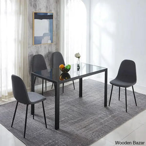 Ballentine 4&6 Seater Beautiful Glass Top Dining Table Set - Wooden Bazar 4 / Gray