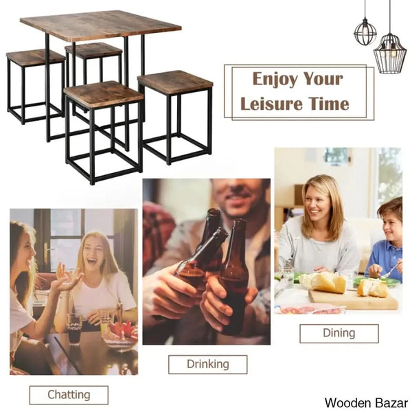 Bardalph Modern 4 Seater Dining Table Set - Wooden Bazar