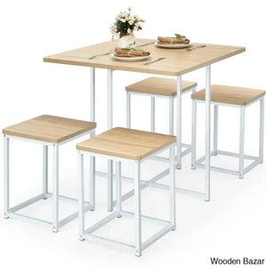 Bardalph Modern 4 Seater Dining Table Set - Wooden Bazar