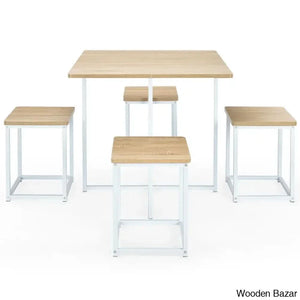 Bardalph Modern 4 Seater Dining Table Set - Wooden Bazar