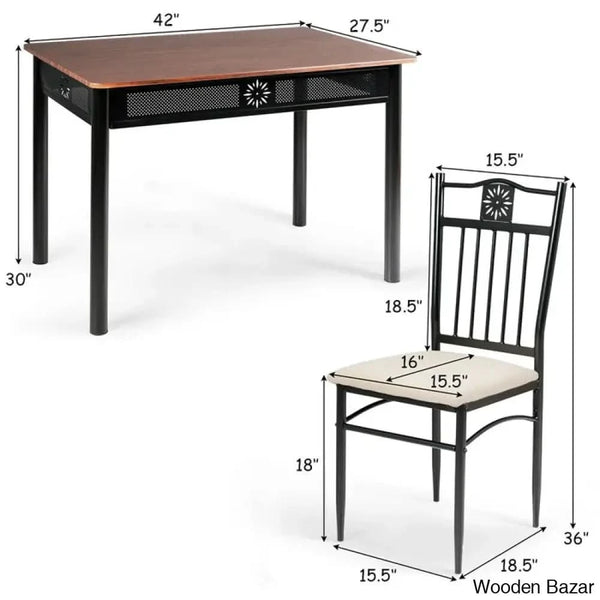 Barker 4 Seater Dining Table Set - Wooden Bazar