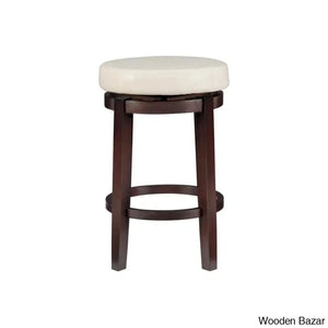 Barre Solid Wood Faux Leather Swivel Counter & Bar Stool