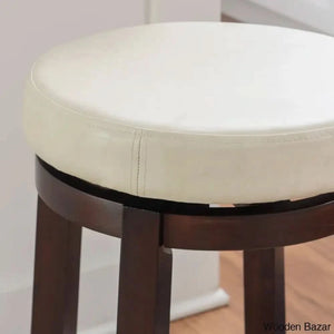 Barre Solid Wood Faux Leather Swivel Counter & Bar Stool