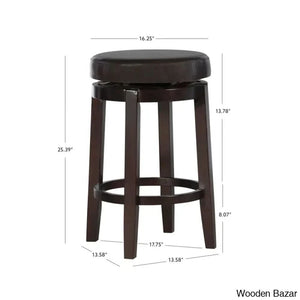 Barre Solid Wood Faux Leather Swivel Counter & Bar Stool