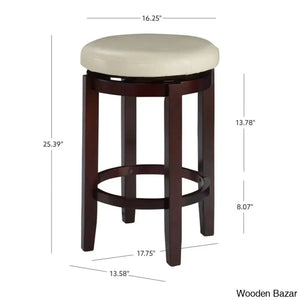 Barre Solid Wood Faux Leather Swivel Counter & Bar Stool
