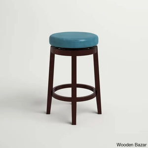 Barre Solid Wood Faux Leather Swivel Counter & Bar Stool