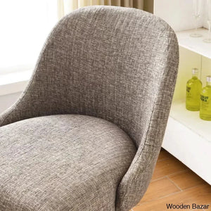 Barrelbacko Swivel Counter And Bar Stool With Linen Seat Metal Base