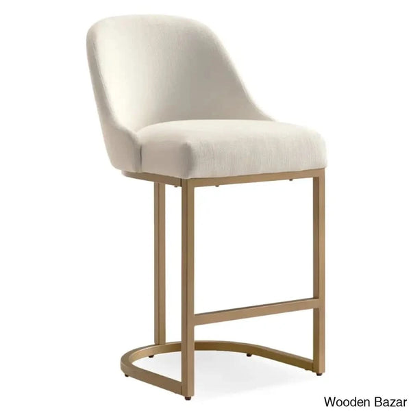 Barrelbacko Swivel Counter And Bar Stool With Linen Seat Metal Base