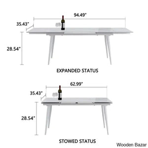 Barric Sintered Stone Table With 8 Luxurious Fabric Chairs - Wooden Bazar
