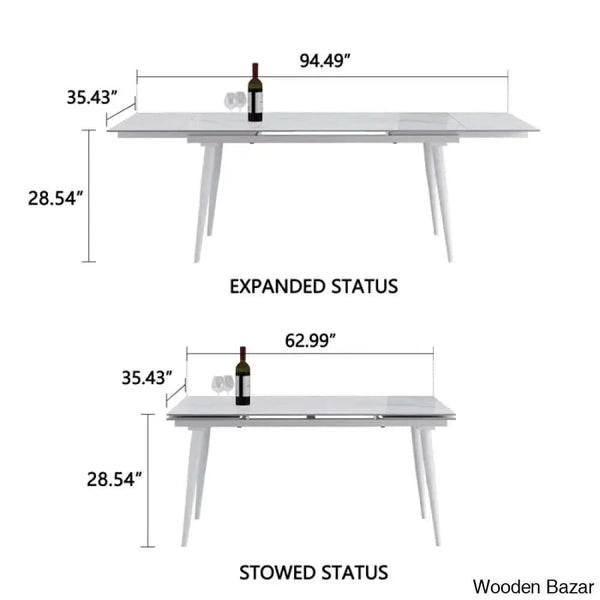 Barric Sintered Stone Table With 8 Luxurious Fabric Chairs - Wooden Bazar