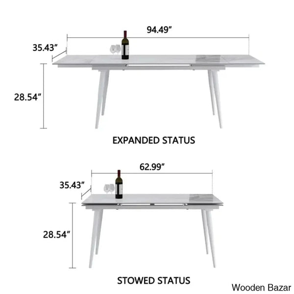 Barric Sintered Stone Table With 8 Luxurious Fabric Chairs - Wooden Bazar