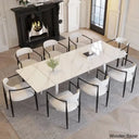 Barric Sintered Stone Table With 8 Luxurious Fabric Chairs - Wooden Bazar Snowy Mountain