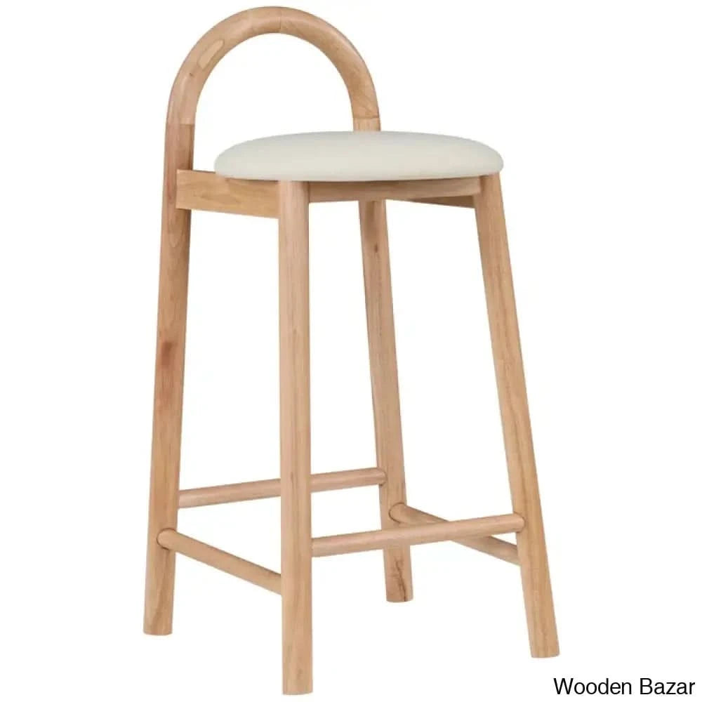 Bartolomeas Swivel Upholstered 27’’ Counter And Bar Stool With Solid Wood Frame Cream / Natural