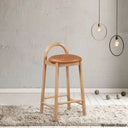 Bartolomeas Swivel Upholstered 27’’ Counter And Bar Stool With Solid Wood Frame Cognac / Natural