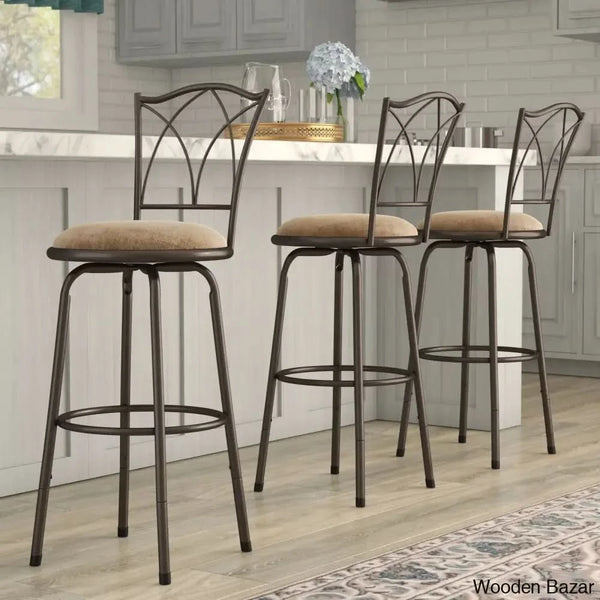 Baschen Swivel Upholstered Adjustable Height Counter And Bar Stool With Metal Frame (Set Of 3)
