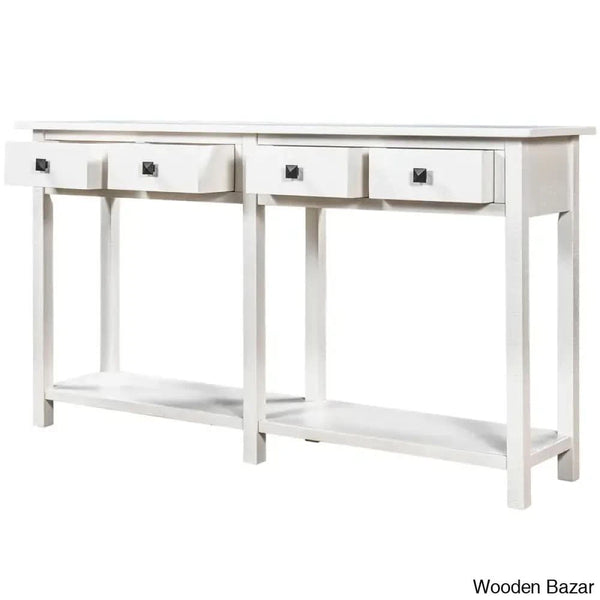 Batotana 59’’ Rustic Distressed Console Table With 4 Drawers And Shelf Entryway Sofa