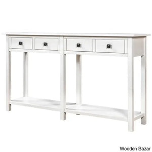 Batotana 59’’ Rustic Distressed Console Table With 4 Drawers And Shelf Entryway Sofa
