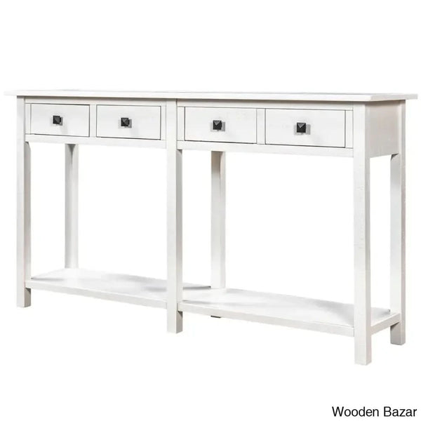 Batotana 59’’ Rustic Distressed Console Table With 4 Drawers And Shelf Entryway Sofa