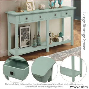 Batotana 59’’ Rustic Distressed Console Table With 4 Drawers And Shelf Entryway Sofa