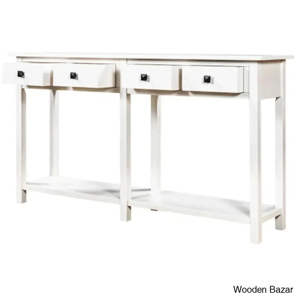 Batotana 59’’ Rustic Distressed Console Table With 4 Drawers And Shelf Entryway Sofa