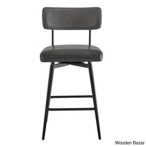 Bayardoz Swivel 27.4’’ Leather Counter And Bar Stool (Set Of 2)