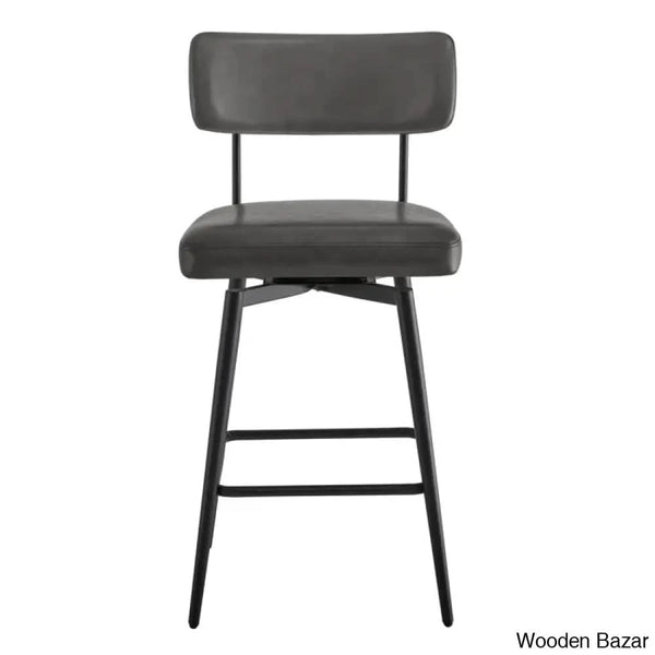 Bayardoz Swivel 27.4’’ Leather Counter And Bar Stool (Set Of 2)