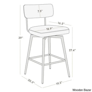 Bayardoz Swivel 27.4’’ Leather Counter And Bar Stool (Set Of 2)