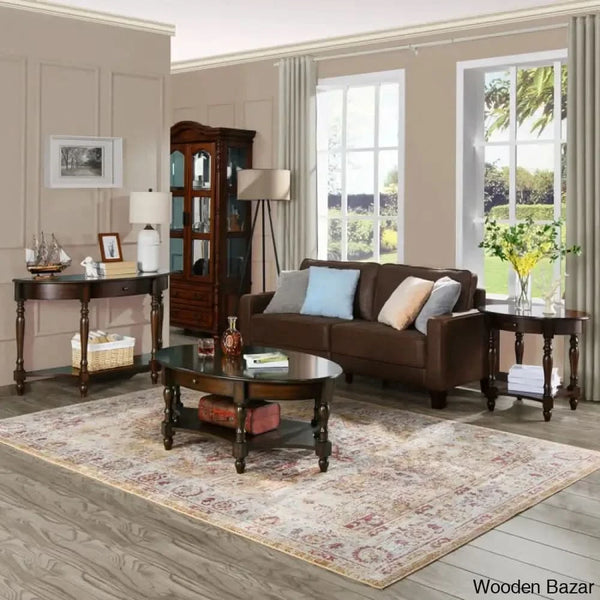 Bebi Luxury Round Coffee And Center Table - Wooden Bazar