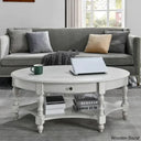 Bebi Luxury Round Coffee And Center Table - Wooden Bazar Ivory White
