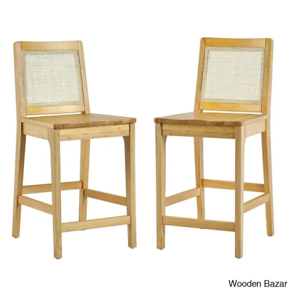 Beckwitho Swivel 24’’ Solid Wood Counter And Bar Stool (Set Of 2) Natural