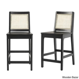 Beckwitho Swivel 24’’ Solid Wood Counter And Bar Stool (Set Of 2)