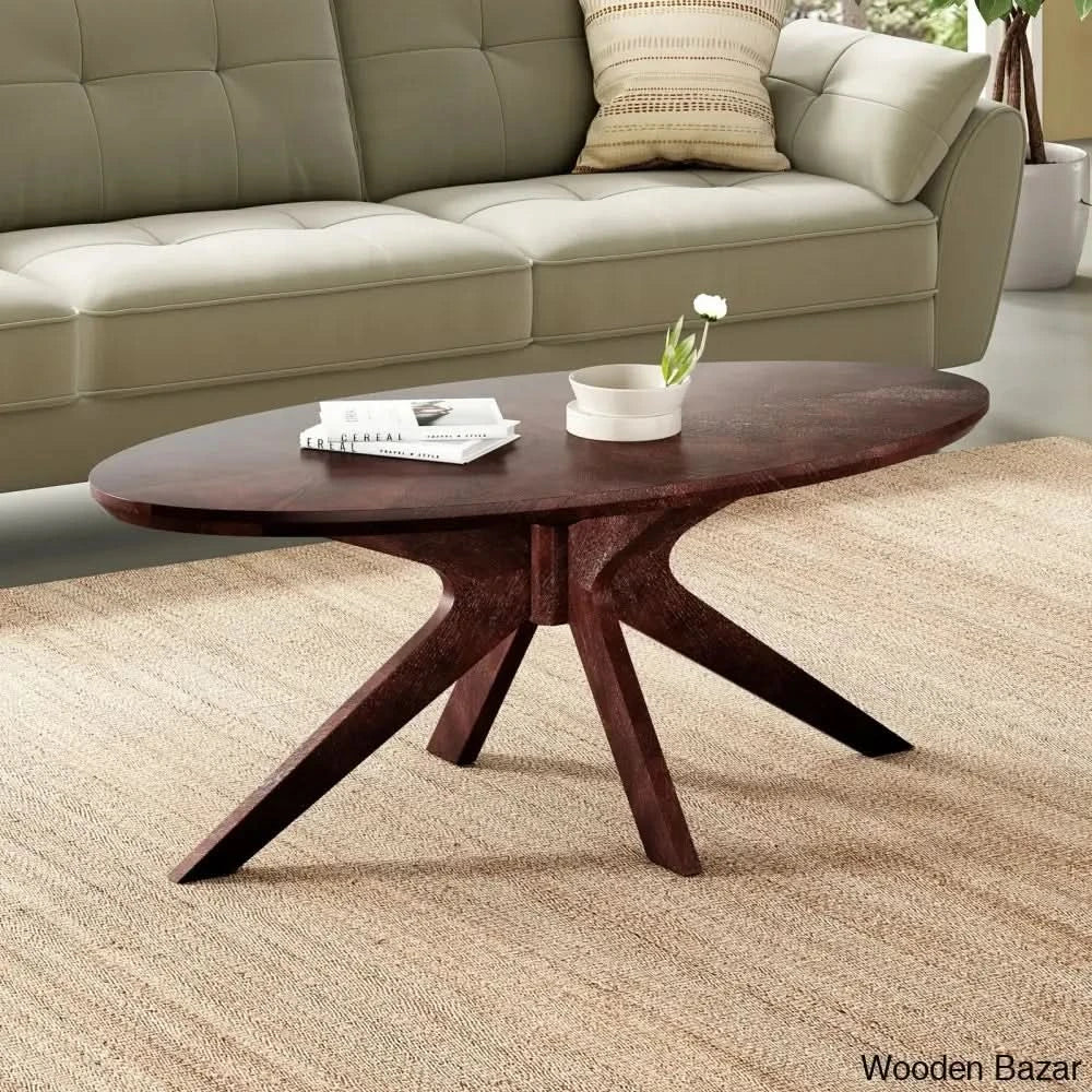 Berglined Solid Wood Single Coffee And Center Table Black Walnut Top/Dark Base
