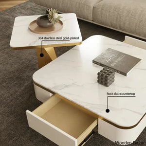 Binjaio Stone Top (Set Of 2) Nesting Coffee And Center Table