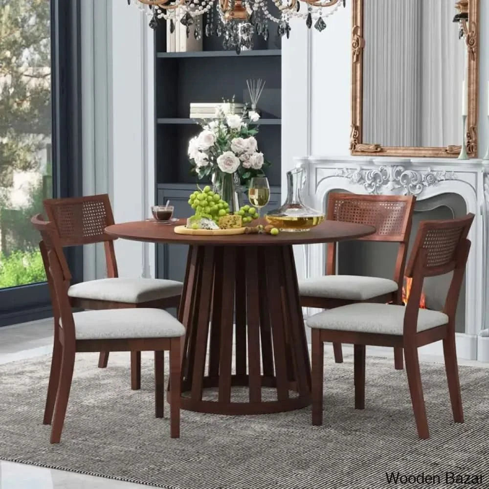 Blackburn 4 Seater Dining Table Set - Wooden Bazar Walnut