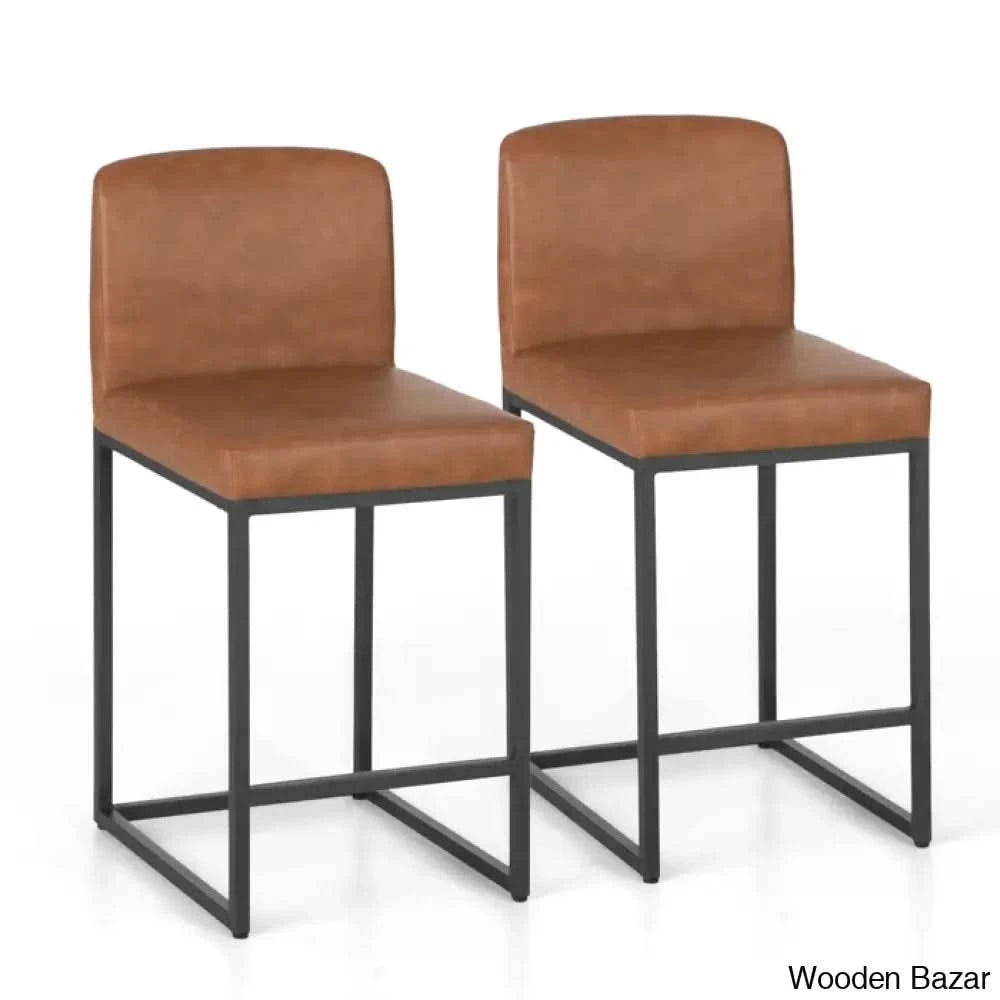 Boisev Swivel Upholstered 24’’ Counter And Bar Stool With Metal Frame (Set Of 2) Black / Brown