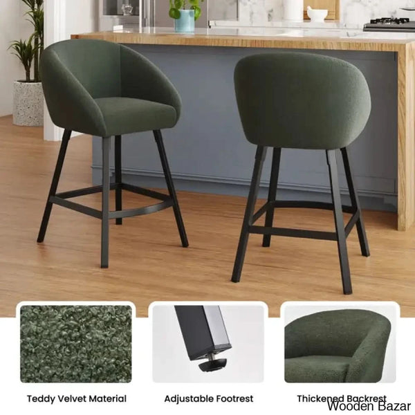 Bouclen Swivel Upholstered 27.1’’ Modern Counter And Bar Stool (Set Of 2)