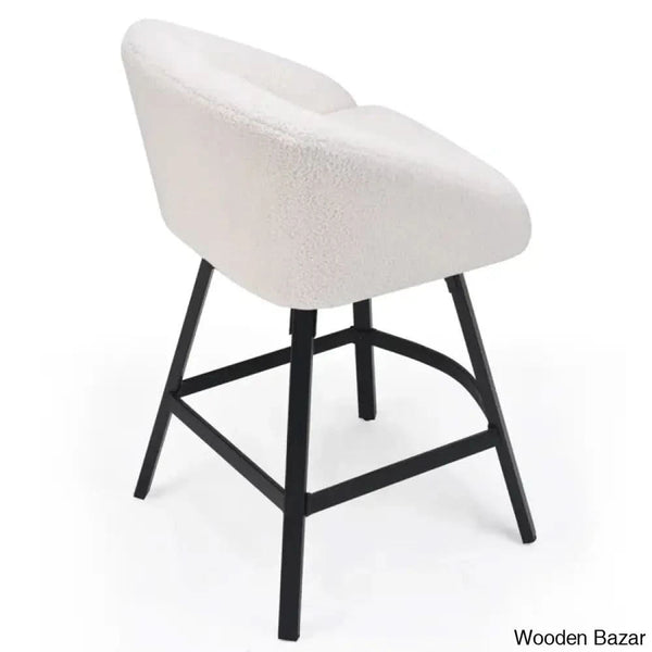 Bouclen Swivel Upholstered 27.1’’ Modern Counter And Bar Stool (Set Of 2)