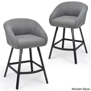 Bouclen Swivel Upholstered 27.1’’ Modern Counter And Bar Stool (Set Of 2)