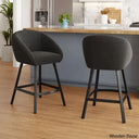 Bouclen Swivel Upholstered 27.1’’ Modern Counter And Bar Stool (Set Of 2) Black